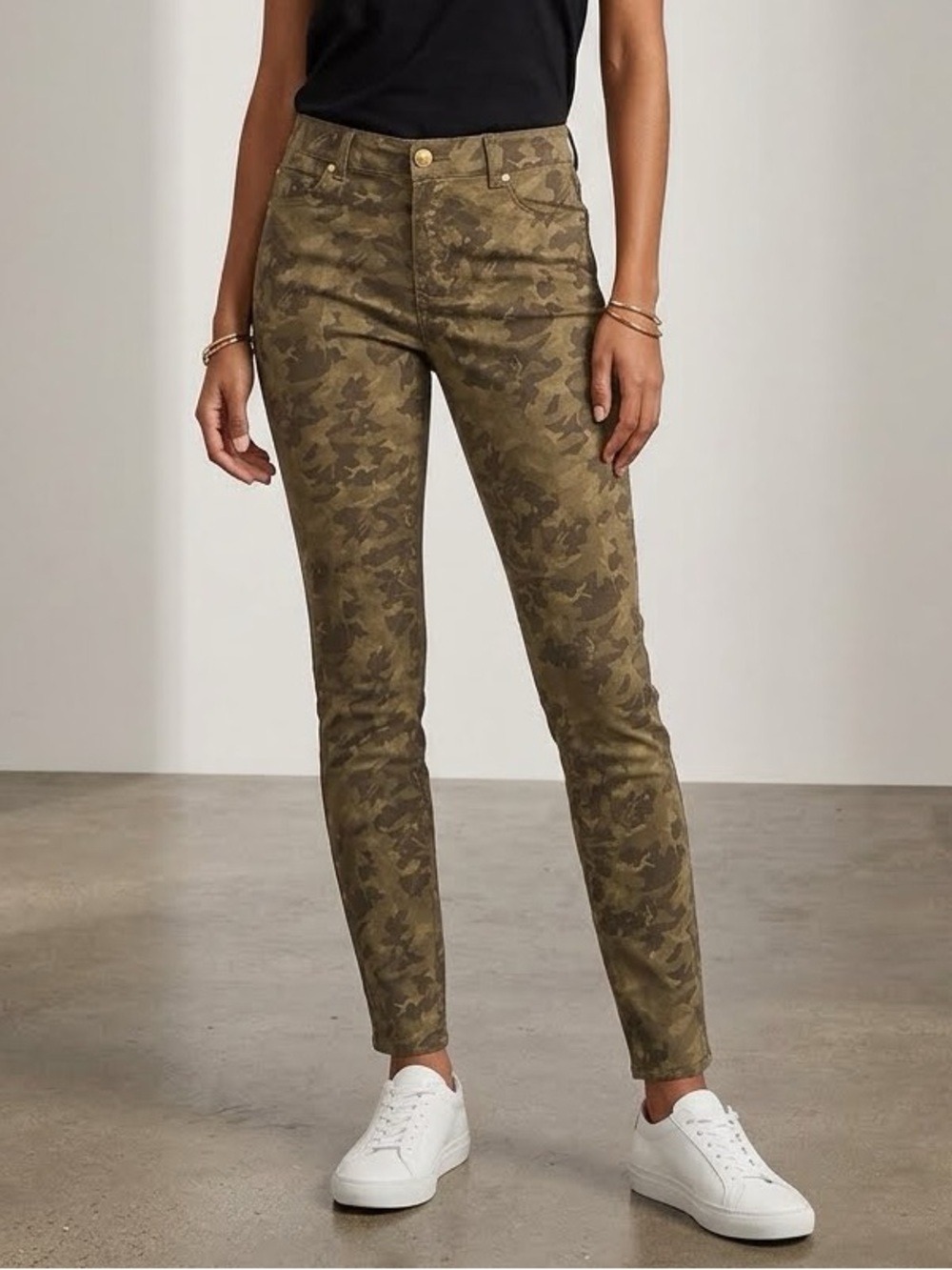 INC International Concepts | Jacquard Olive Green Camo Print Pants Size 6